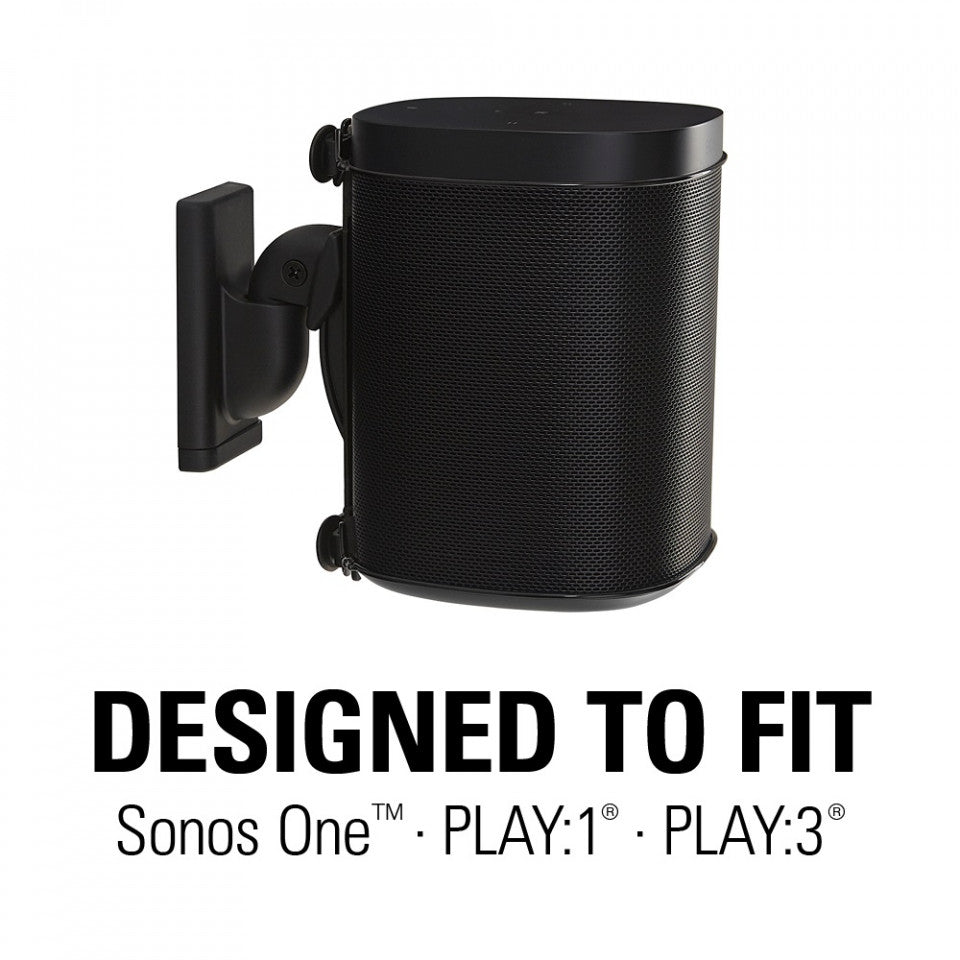 Sanus WSWM22-B2 Wireless Speaker Swivel and Tilt Wall Mounts designed for Sonos ONE, Sonos One SL, Play:1, and Play:3
