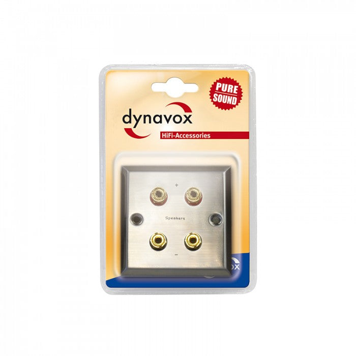 Dynavox Speaker Wall Plate Stainless Steel 4 Banana Sockets