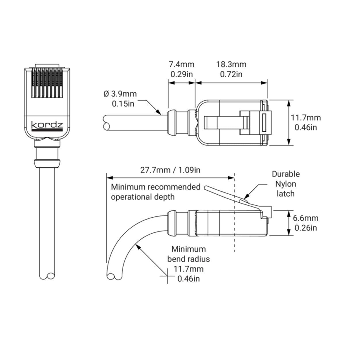 Kordz PRO SlimCat Cat6 U/UTP Patch Cord 5 m Blue