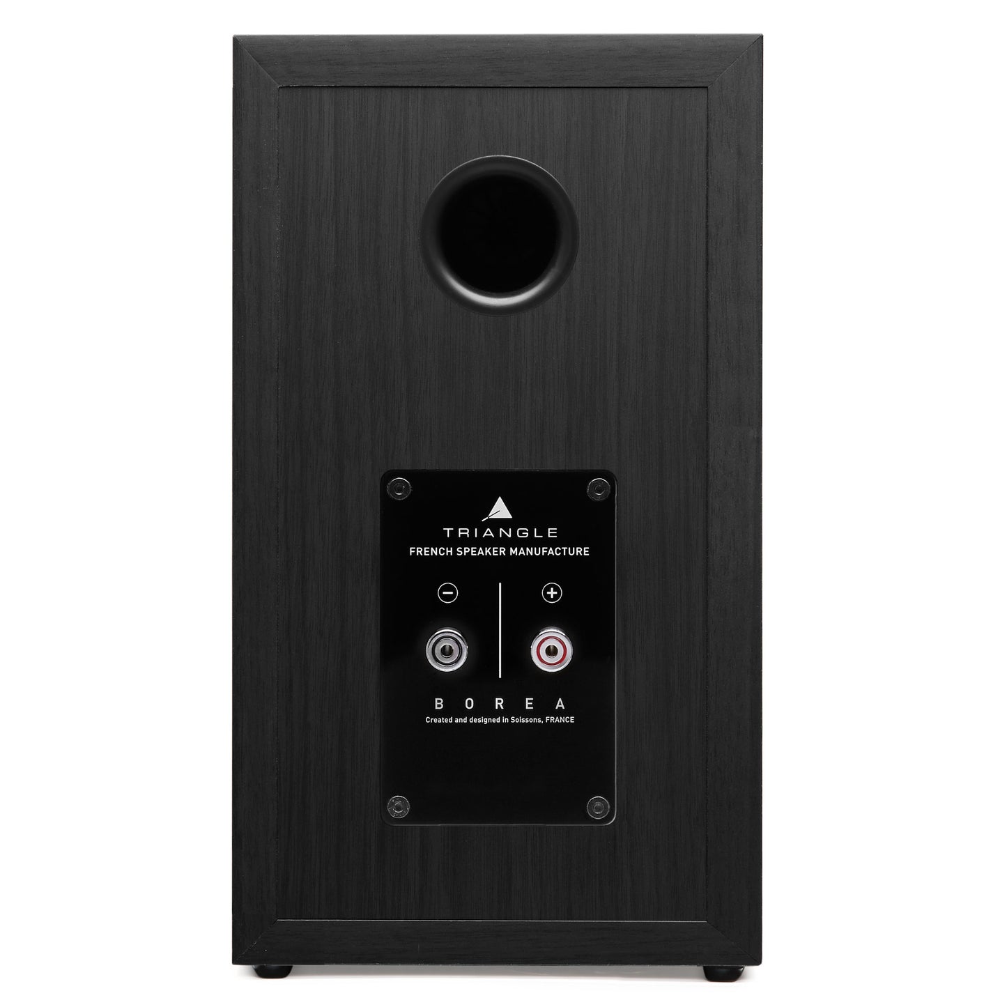 Triangle Borea BR02 Black speaker rear view showing bass port and binding posts