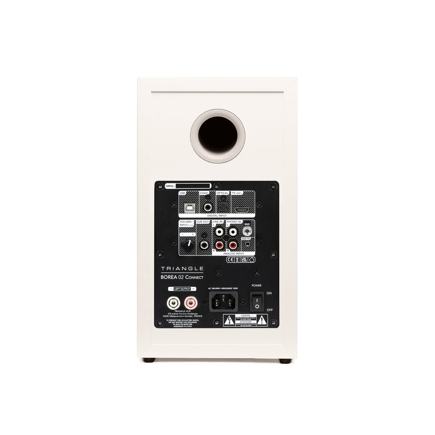 Triangle Borea BR02 Connect Cream speaker rear view showing connection panel