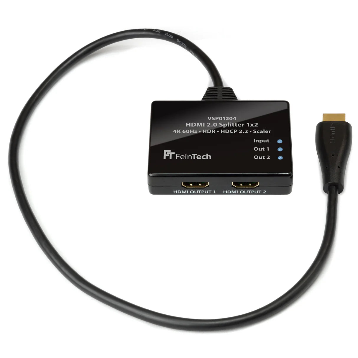 FeinTech VSP01204 HDMI Splitter 1 In 2 Out incl. Cable | 4K 60Hz | Downscalers