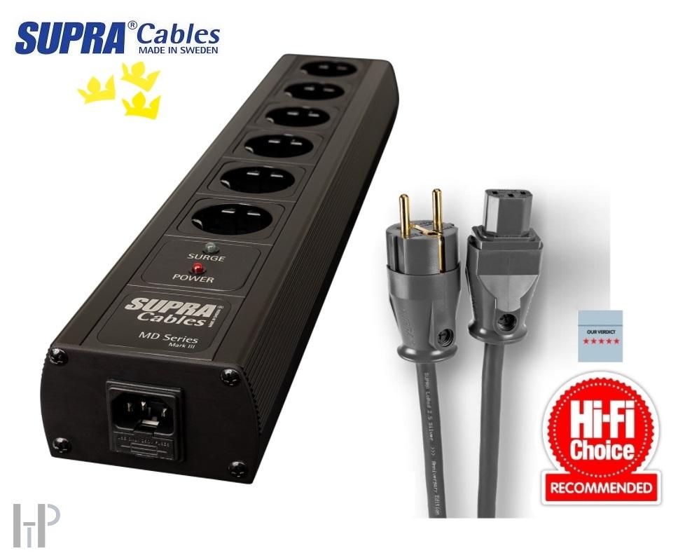 SUPRA MAINS BLOCK MD06-EU/SP SPC BLACK - Silver Edition + SUPRA LoRad 2.5 SPC CS-EU 1,0m