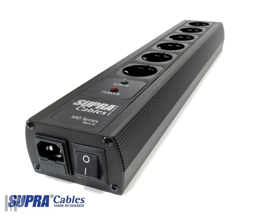 SUPRA MAINS BLOCK MD06-EU/SP SPC BLACK SWITCH - Silver Edition Power Strip 6 Devices