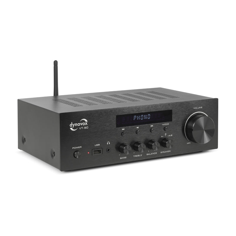 Dynavox VT-90 Stereo Compact Amplifier with Phono Input and BT Black