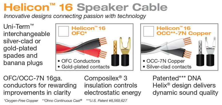 Wireworld Helicon™ 16 OCC® Copper Speaker Cable Pair