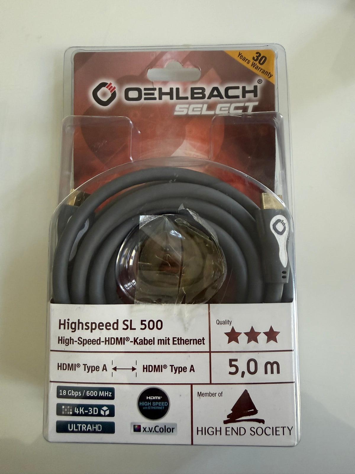 Oehlbach High-Speed SL 500 HDMI Cable with Ethernet 5.0 m (Very Good)