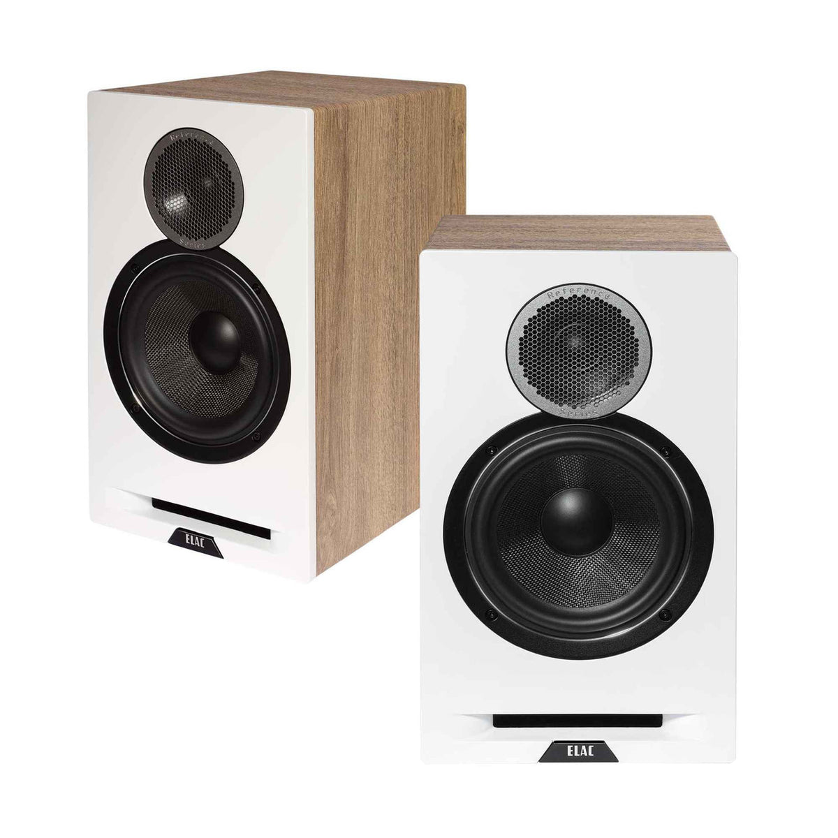 Elac Debut Reference DBR62 Bookshelf Speakers (1 Pair) - White Baffle, Oak Cabinet