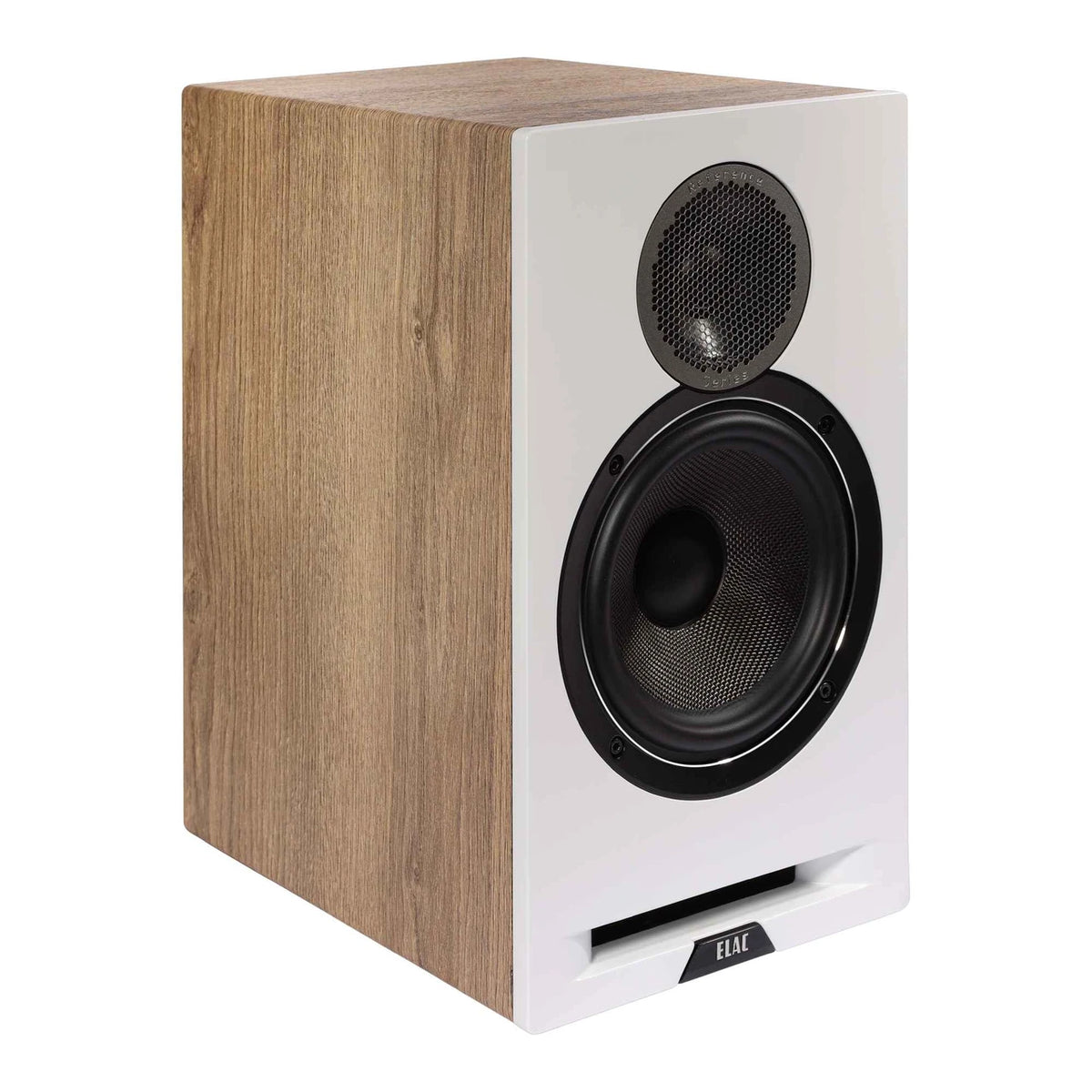 Elac Debut Reference DBR62 Bookshelf Speakers (1 Pair) - White Baffle, Oak Cabinet