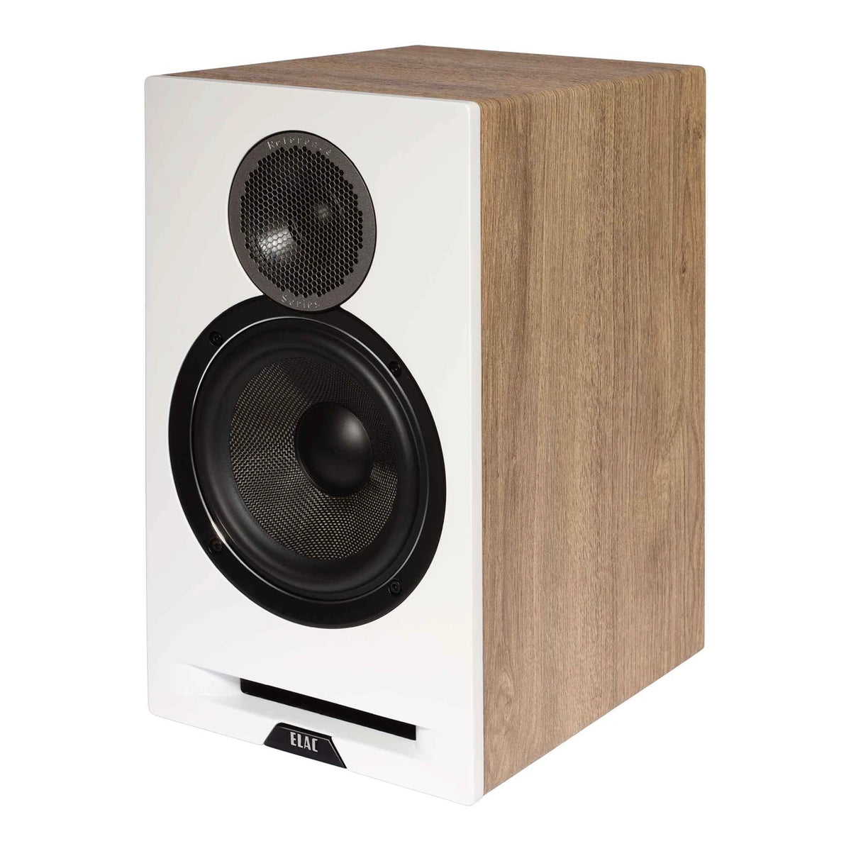 Elac Debut Reference DBR62 Bookshelf Speakers (1 Pair) - White Baffle, Oak Cabinet