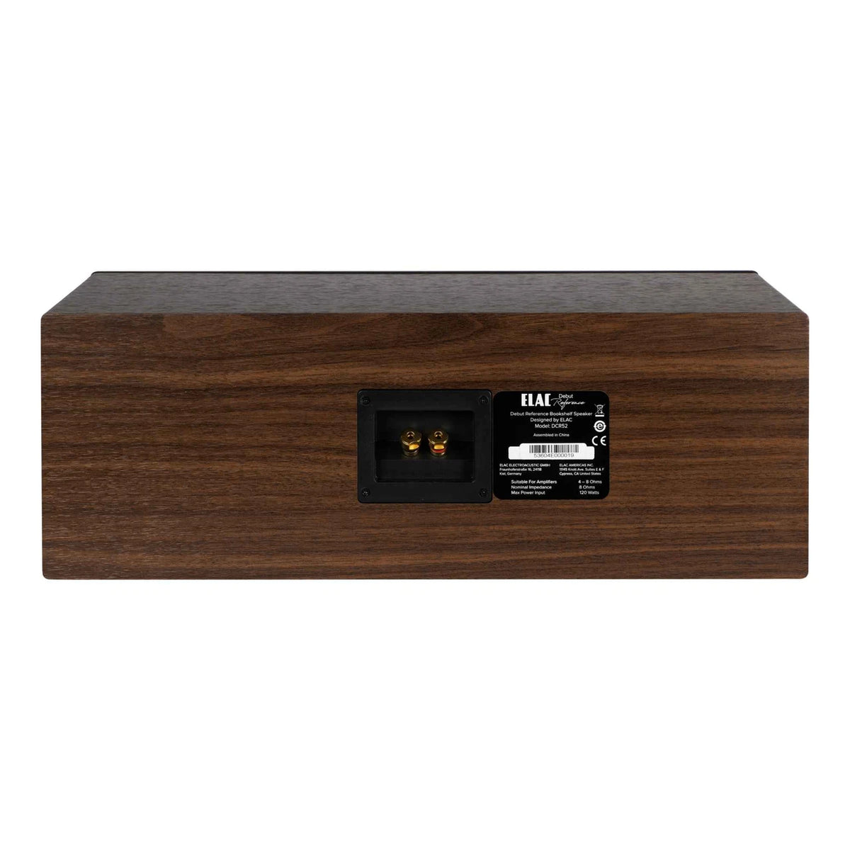 Elac Debut Reference DCR52 Center Channel Speaker - Black Baffle, Walnut Cabinet