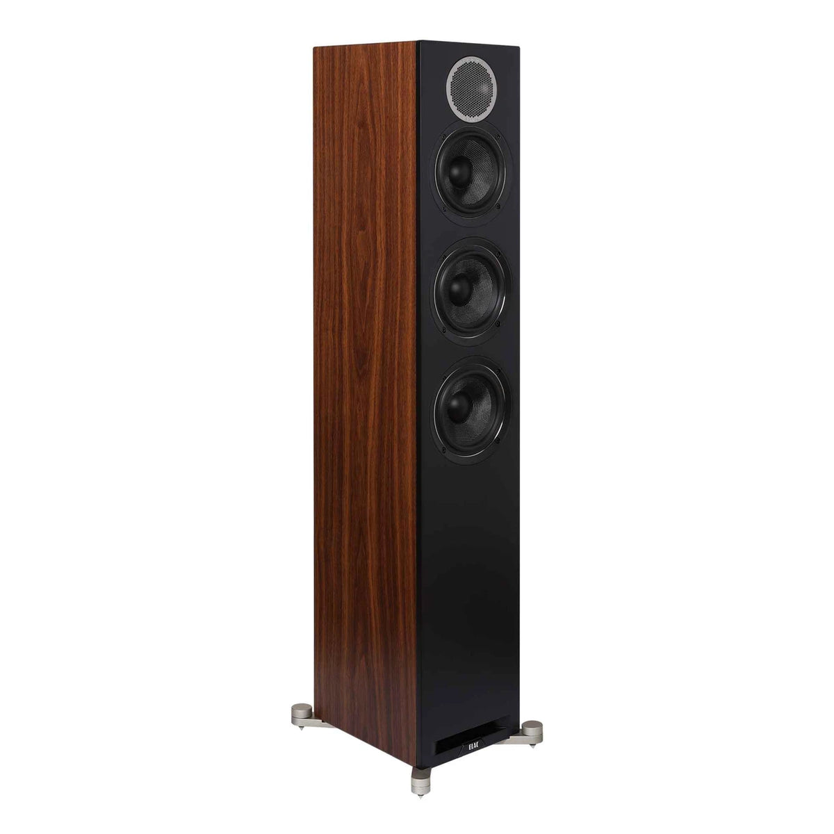 Elac Debut Reference DFR52 Floorstanding Speakers (1 Pair) - Black Baffle, Walnut Cabinet