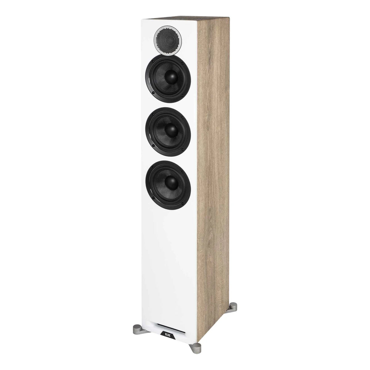 Elac Debut Reference DFR52 Floorstanding Speakers (1 Pair) - White Baffle, Oak Cabinet