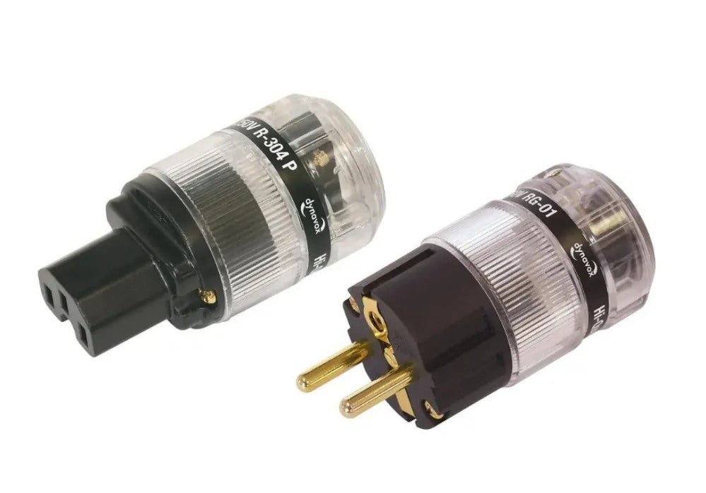 Dynavox High-End Hi-Fi Schuko Plug RG-01 + IEC Connector R-304P Clear Gold