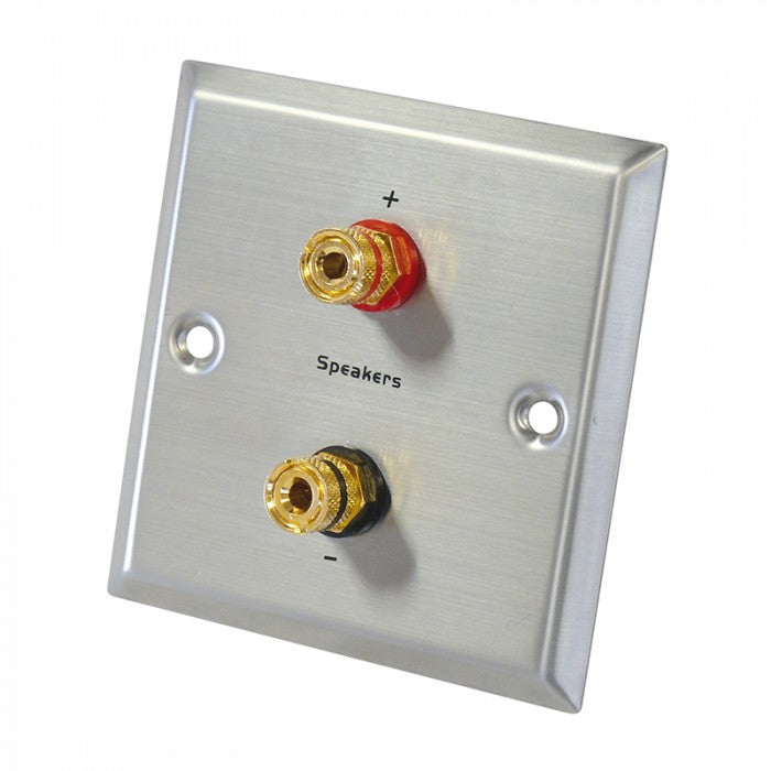 Dynavox Speaker Wall Plate Stainless Steel 2 Banana Sockets