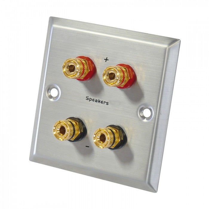 Dynavox Speaker Wall Plate Stainless Steel 4 Banana Sockets