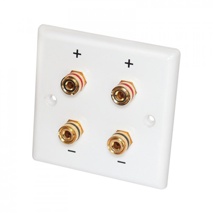 Dynavox Speaker Wall Plate Plastic 4 Banana Sockets White