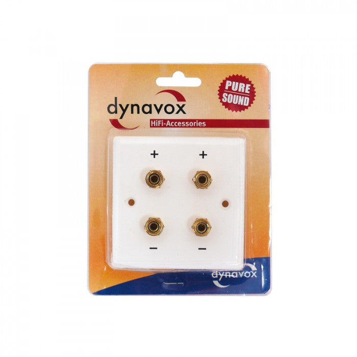 Dynavox Speaker Wall Plate Plastic 4 Banana Sockets White