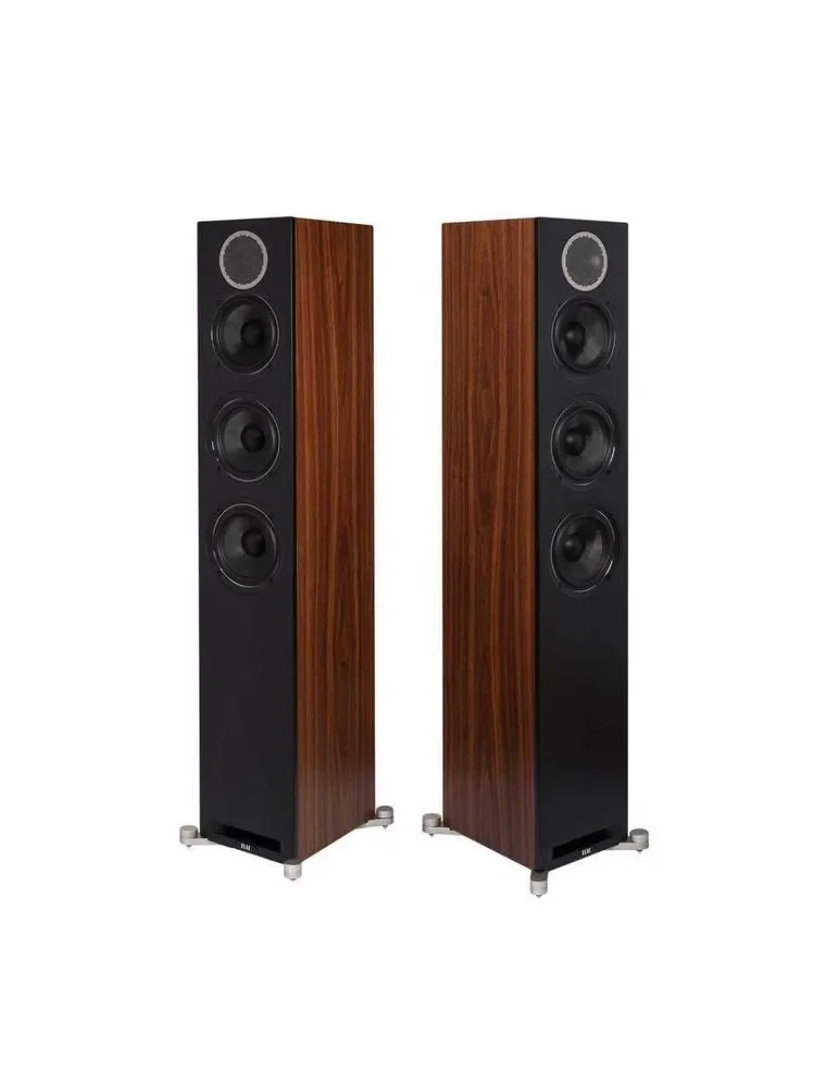 Elac Debut Reference DFR52 Floorstanding Speakers (1 Pair) - Black Baffle, Walnut Cabinet