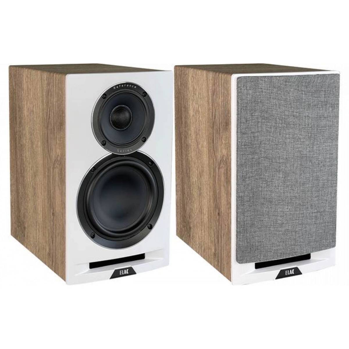 Elac Uni-Fi Reference UBR62 Bookshelf Speakers (1 Pair) - Satin White, Oak Sides