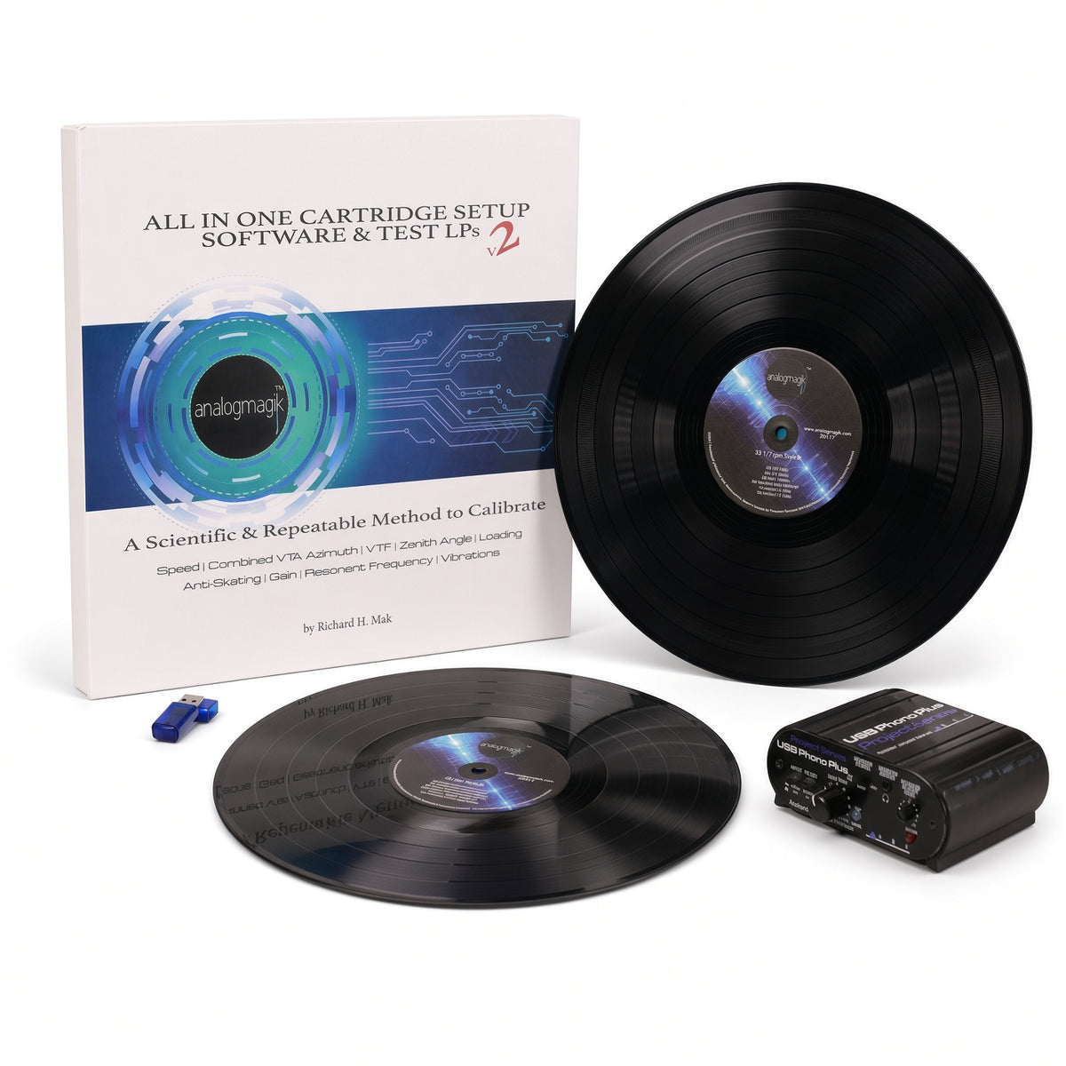 AnalogMagik Cartridge Setup Software & Test LPs V2 + ART USB Phono Plus