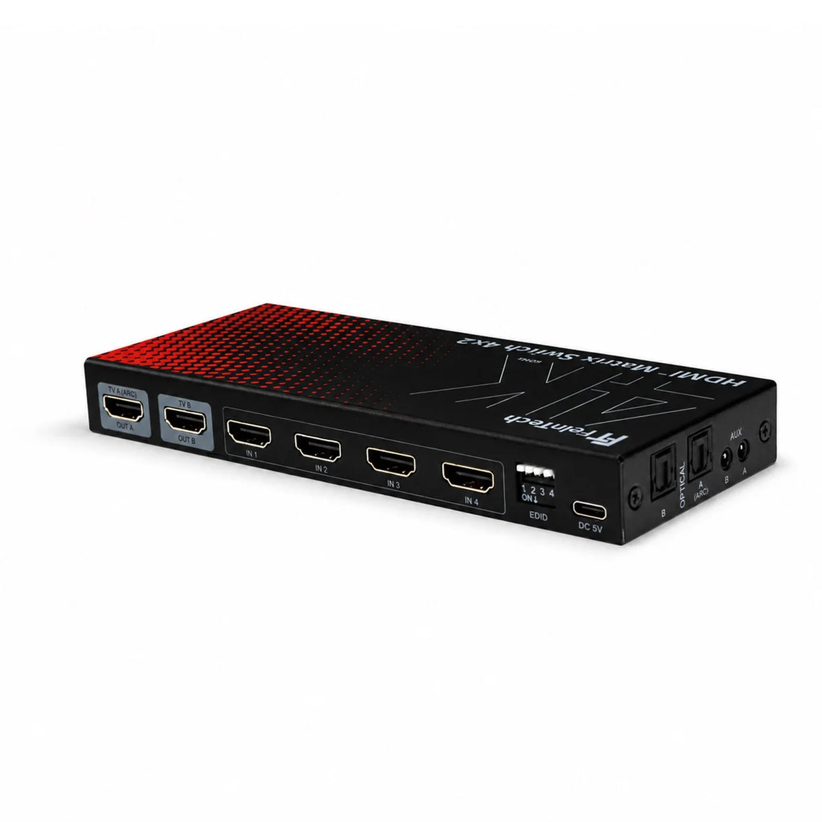 FeinTech MS420 HDMI 2.0 Matrix Switch 4 In 2 Out with Audio Extractor, ARC & Downscaler | 4K 60Hz