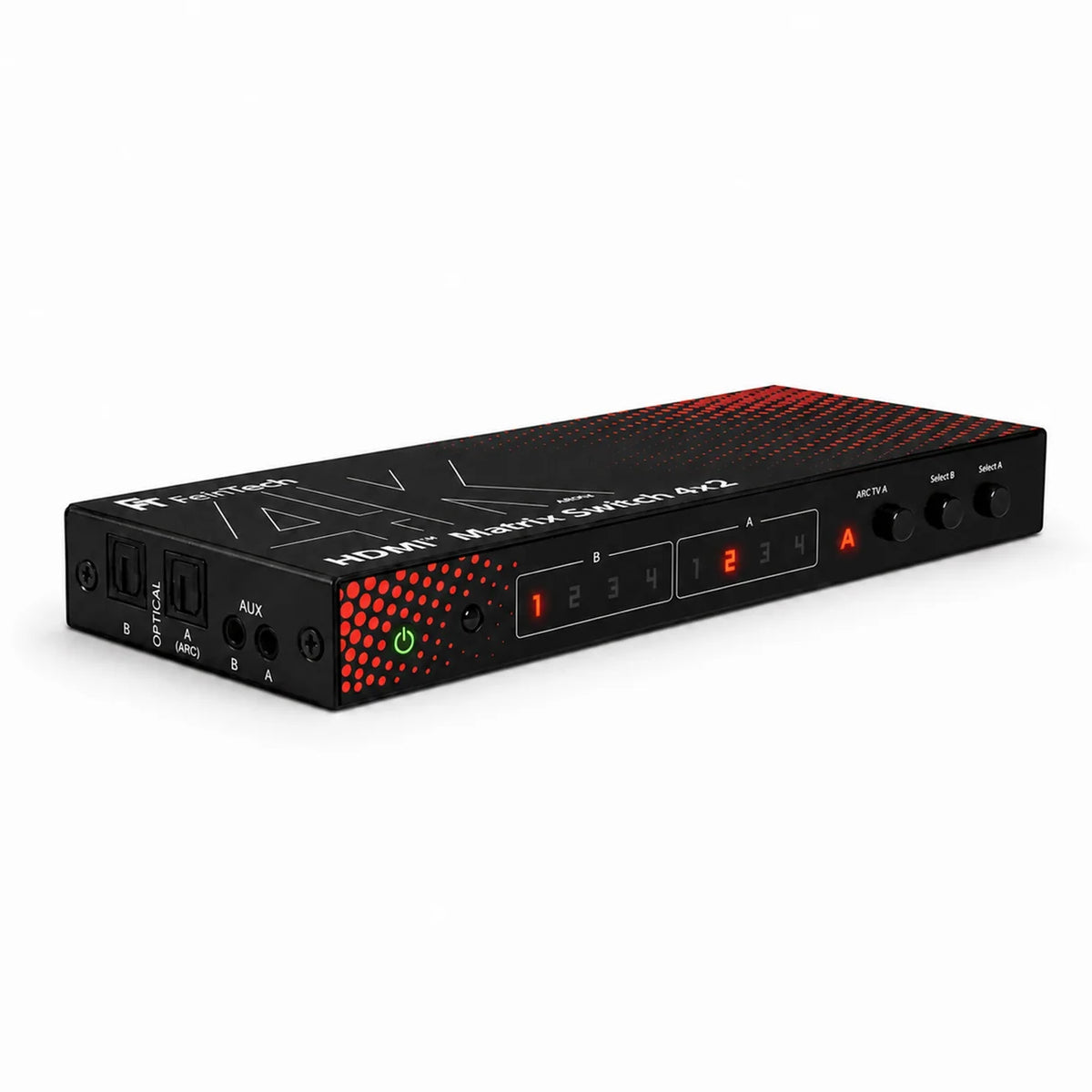 FeinTech MS420 HDMI 2.0 Matrix Switch 4 In 2 Out with Audio Extractor, ARC & Downscaler | 4K 60Hz