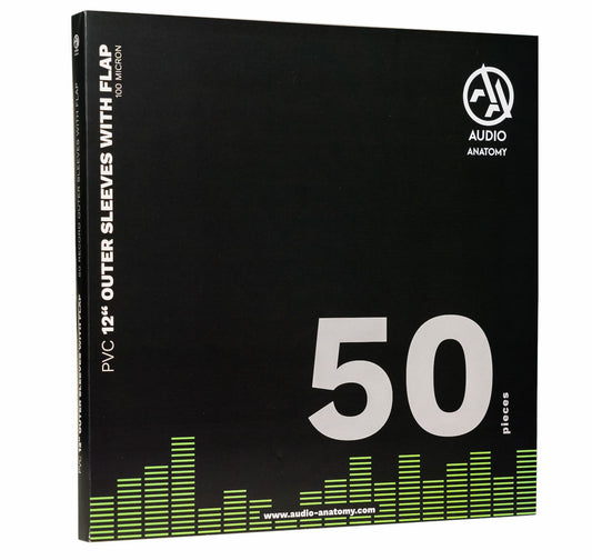 Audio Anatomy Vinyl Outer PVC Sleeves with Flap 12 Inch - 50 Pack