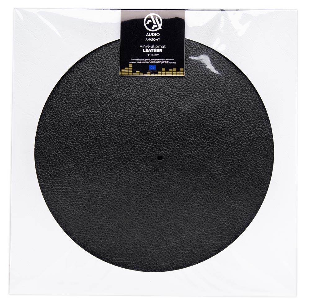 Audio Anatomy Leather Slipmat Black - on turntable