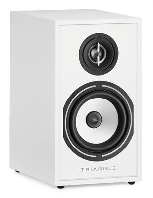 Triangle Borea BR02 White pair, 3/4 angle with grille on