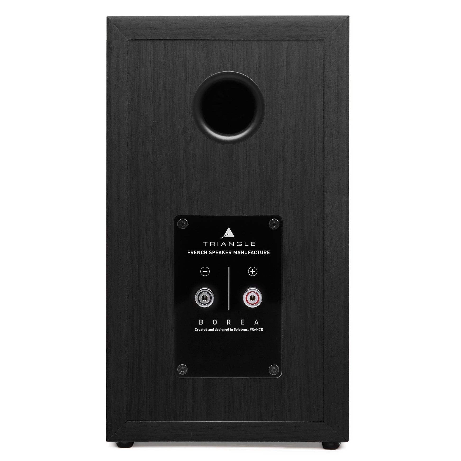 Triangle Borea BR02 Black speaker rear view showing bass port and binding posts