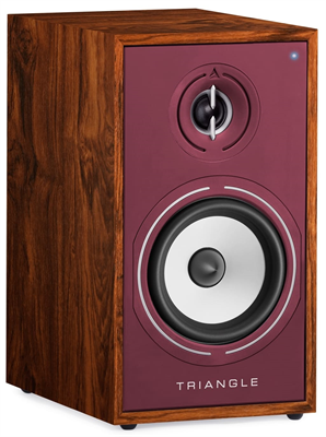 Triangle Borea BR02 Connect Burgundy speaker, 3/4 angle, grille on
