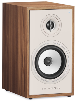 Triangle Borea BR02 Connect Oak speaker, 3/4 angle, grille on