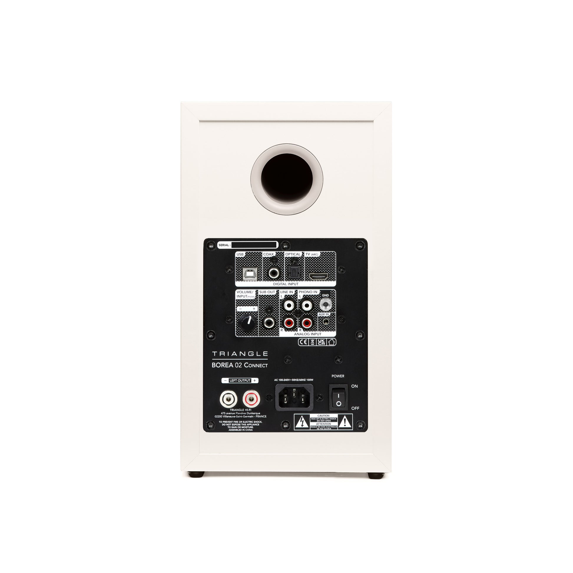 Triangle Borea BR02 Connect Cream speaker rear view showing connection panel