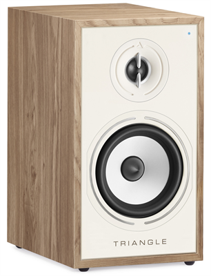 Triangle Borea BR02 Connect Light Oak speaker, 3/4 angle, grille on