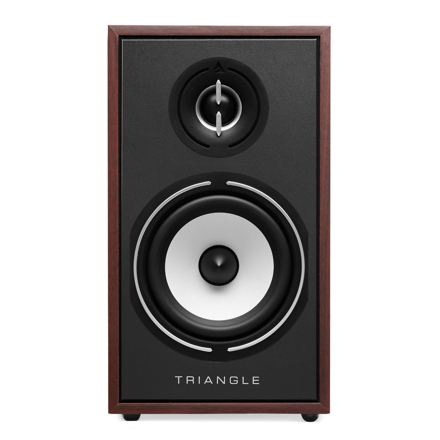 Triangle Borea BR02 Walnut speaker front view, grille off