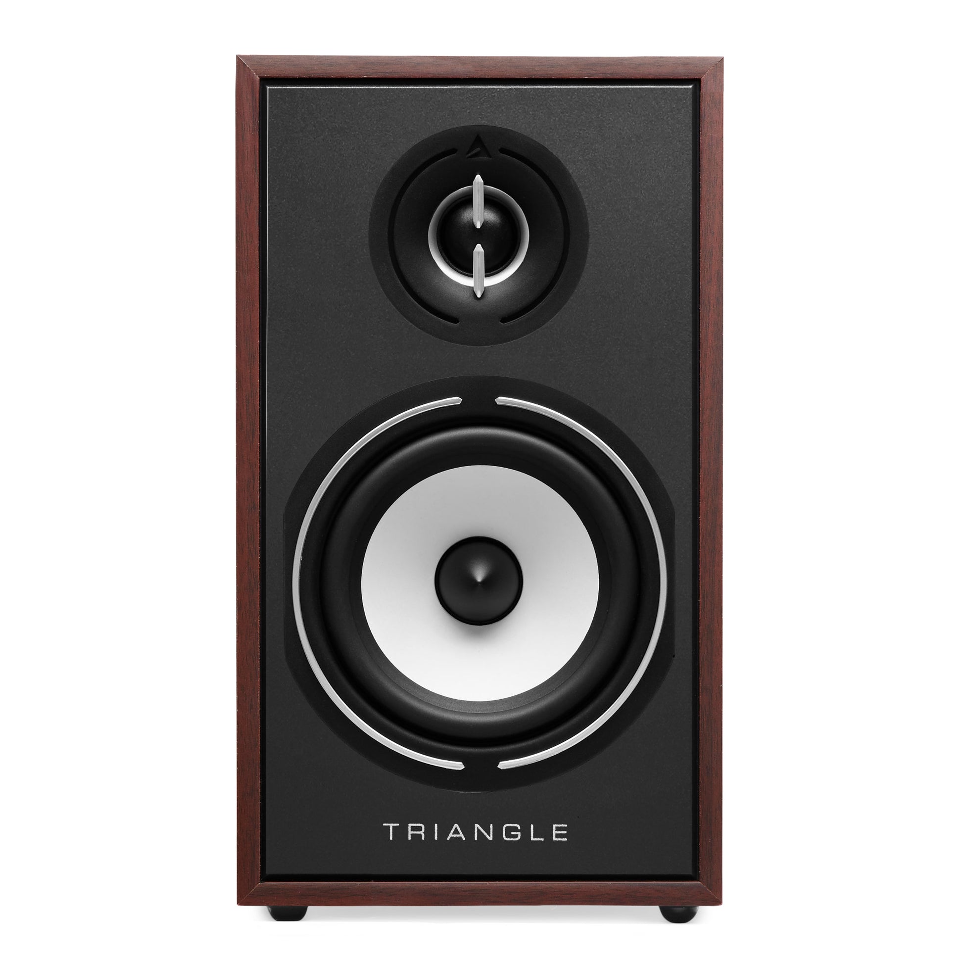 Triangle Borea BR02 Walnut speaker front view, grille off
