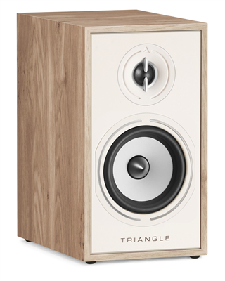 Triangle Borea BR02 Light Oak pair, 3/4 angle with grille on