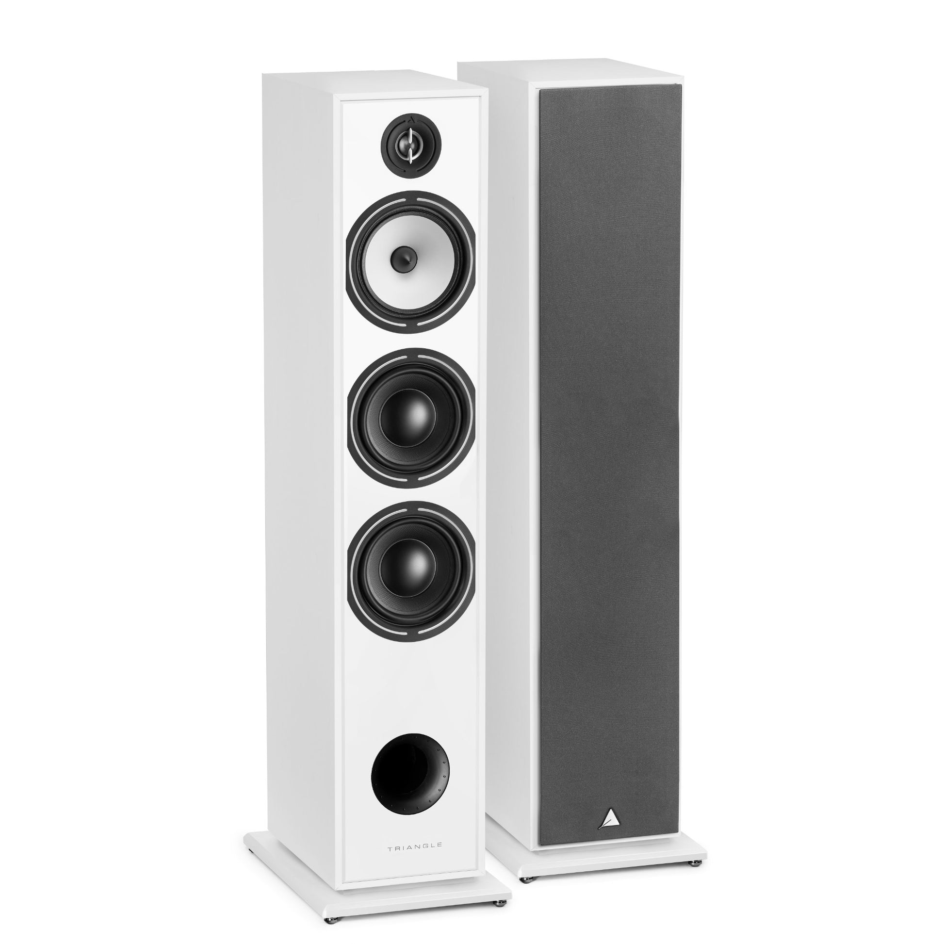 Triangle Borea BR08 White floorstanding speakers, pair, front three-quarter view