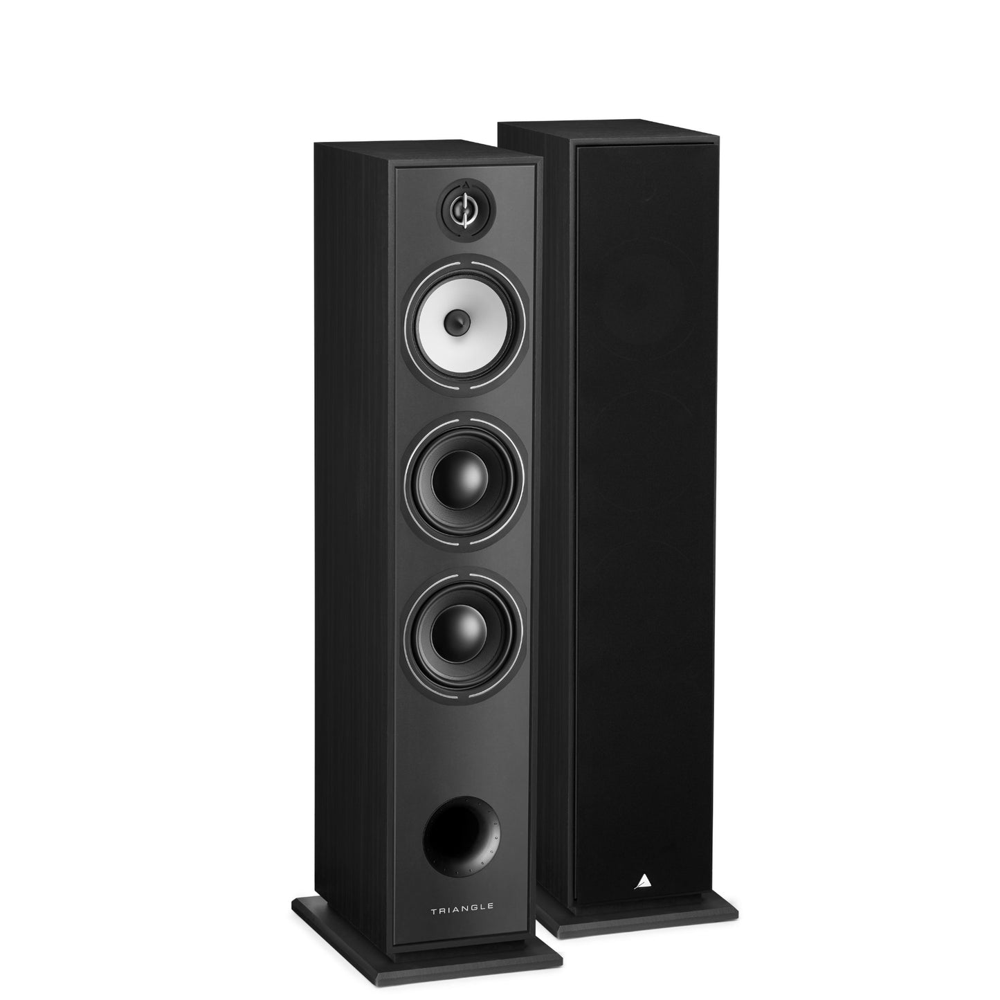 Triangle Borea BR08 Black Ash floorstanding speakers, pair, front three-quarter view