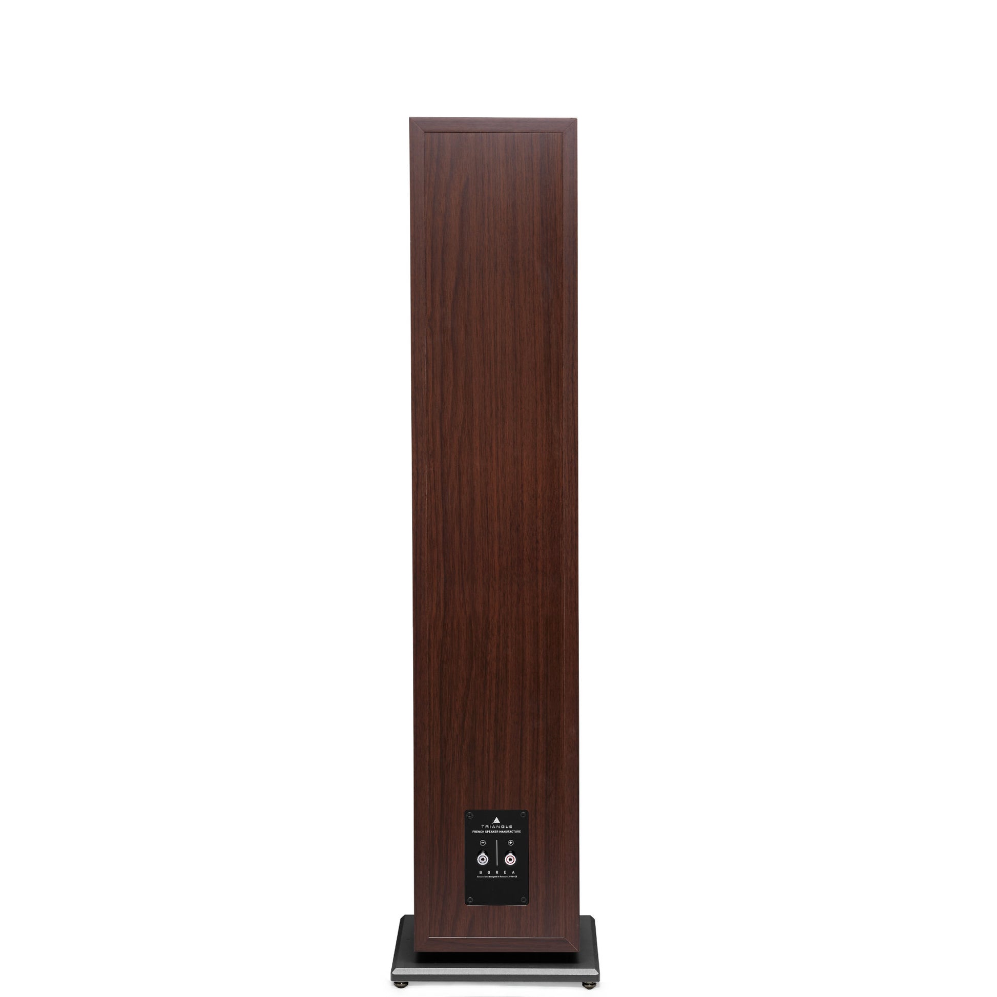 Triangle Borea BR08 Walnut floorstanding speaker, rear view showing speaker terminals