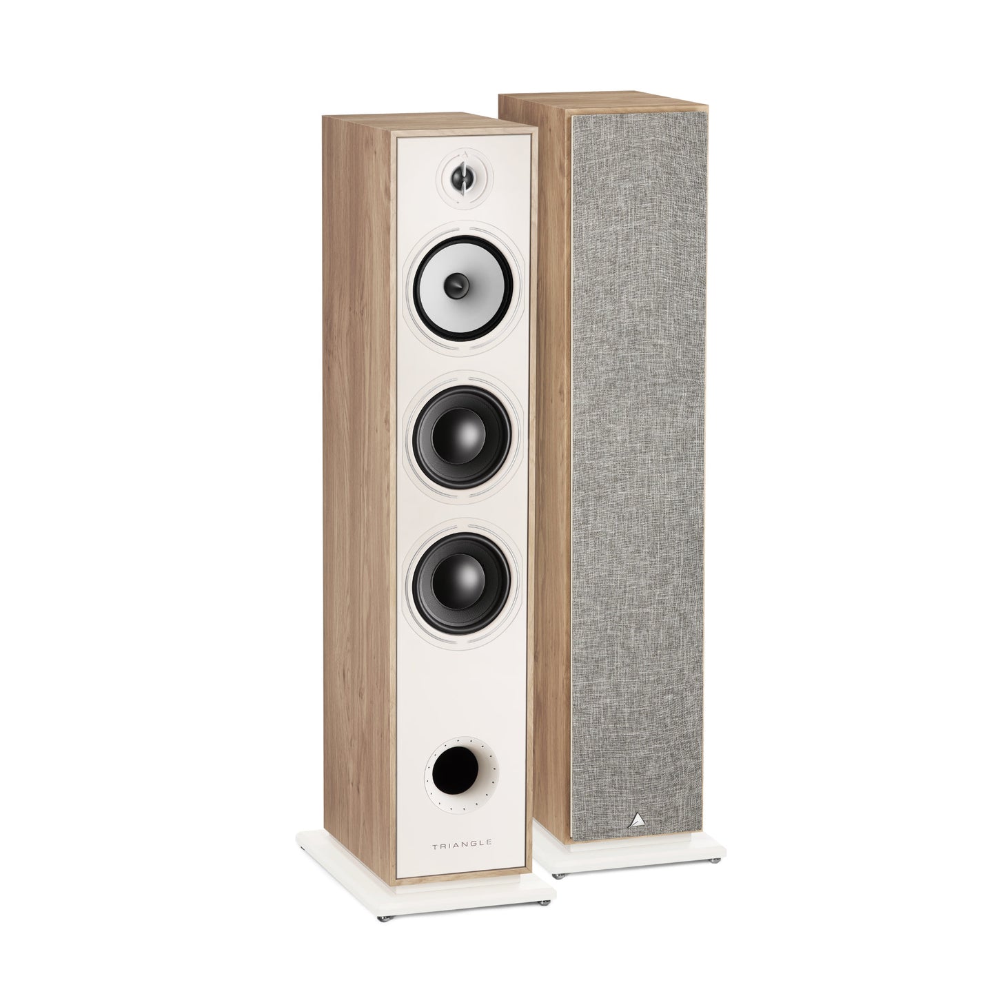Triangle Borea BR08 Light Oak floorstanding speakers, pair, front three-quarter view