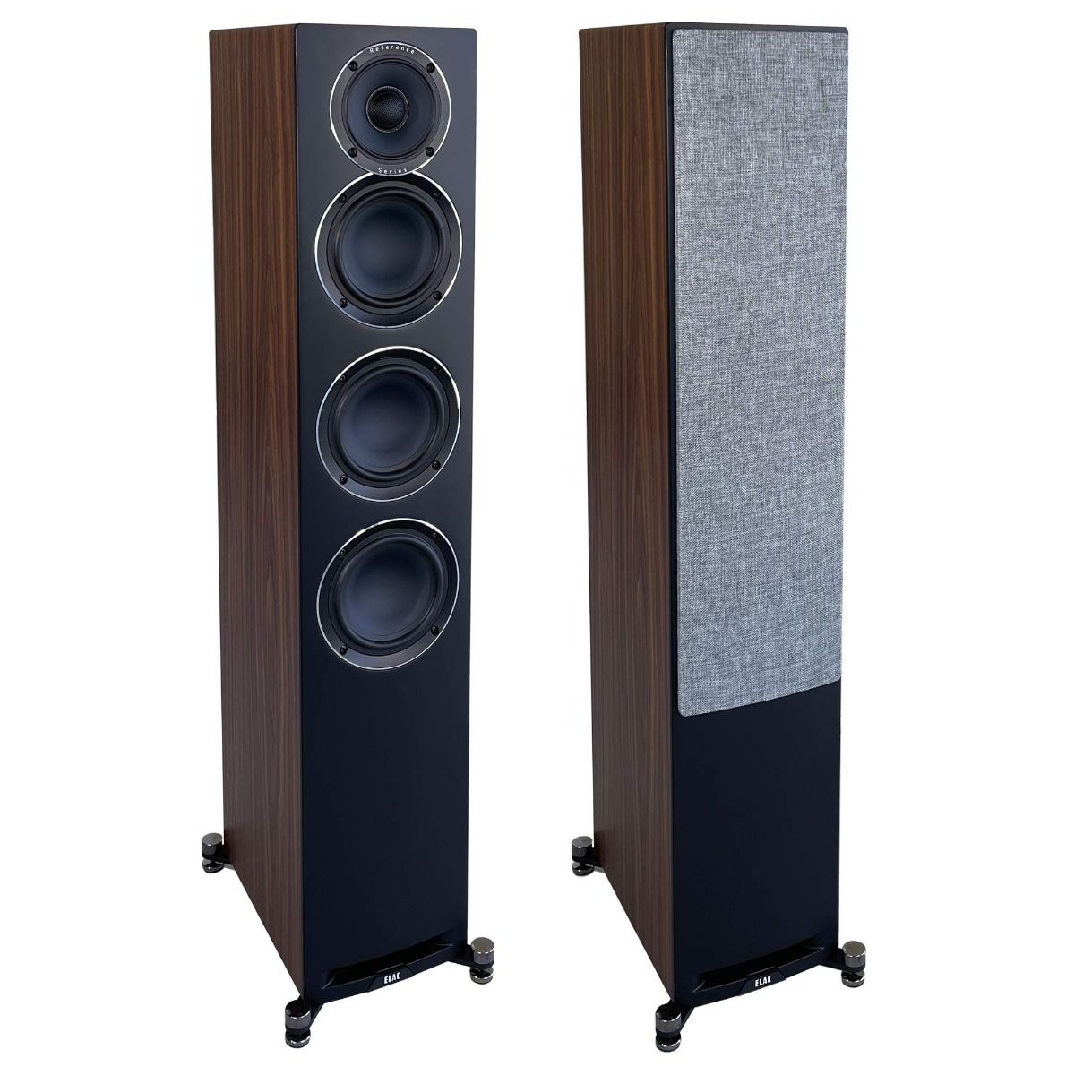 Elac Uni-Fi Reference UFR52 Floorstanding Speakers (1 Pair) - Satin Black, Walnut Sides