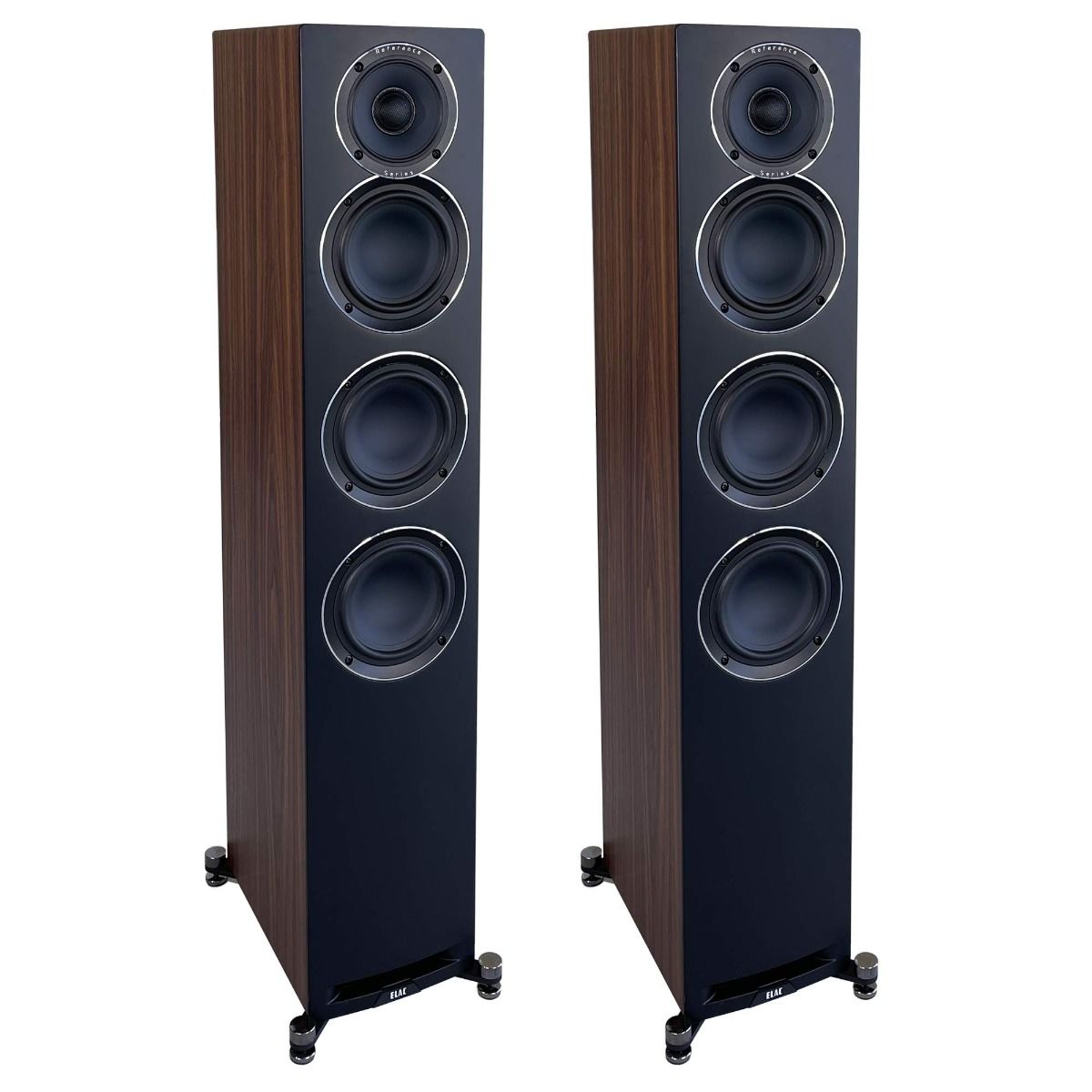 Elac Uni-Fi Reference UFR52 Floorstanding Speakers (1 Pair) - Satin Black, Walnut Sides