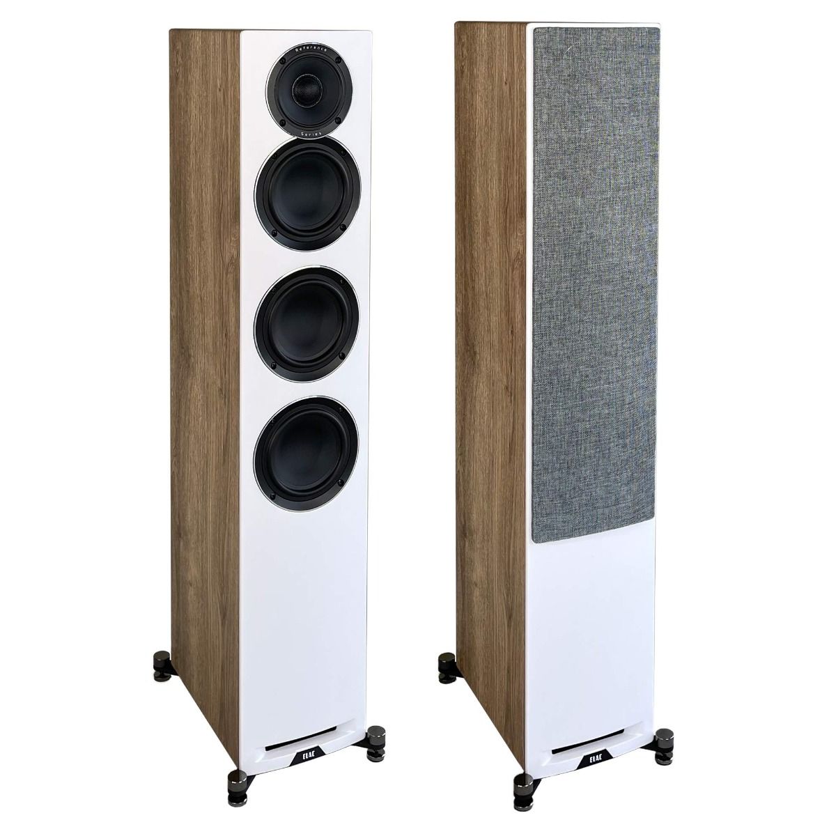 Elac Uni-Fi Reference UFR52 Floorstanding Speakers (1 Pair) - Satin White, Oak Sides