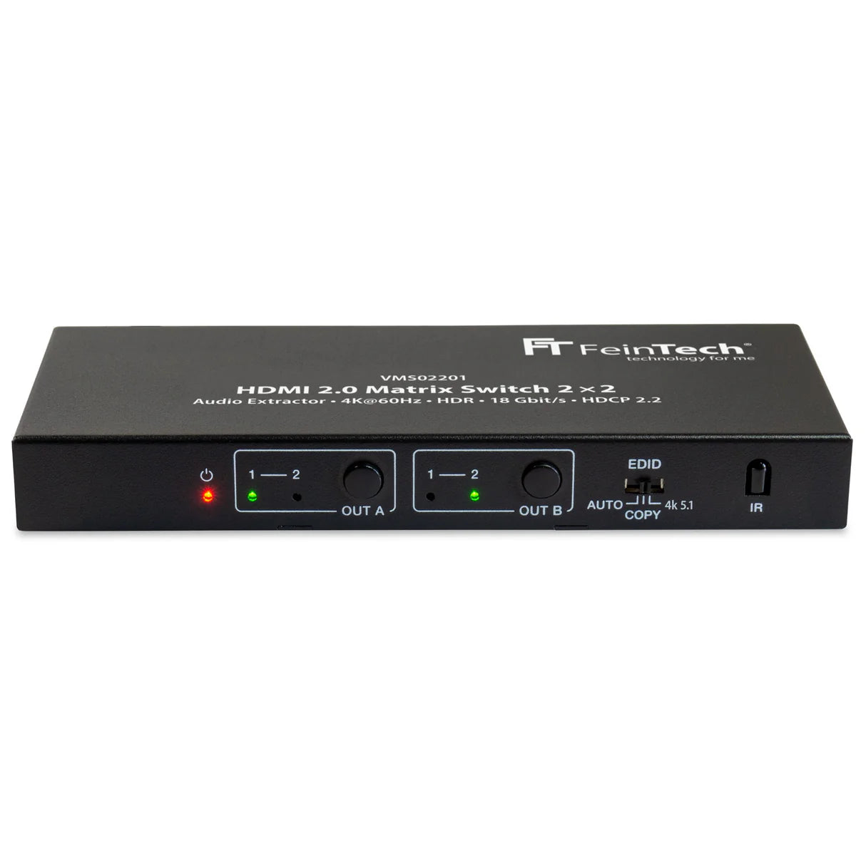 FeinTech VMS02201 HDMI 2.0 Matrix Switch 2x2 with Audio Extractor