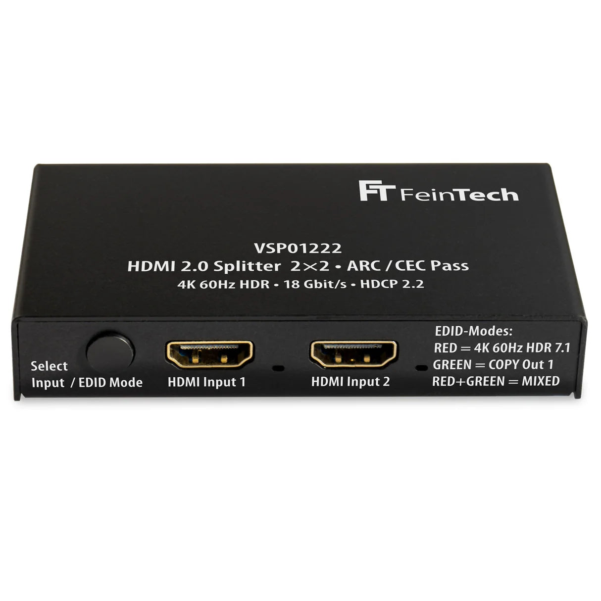 FeinTech VSP01222 HDMI 2.0 Dual-Splitter 1x2 with ARC Pass