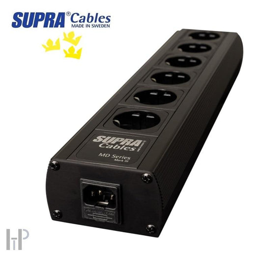SUPRA MAINS BLOCK MD06-EU SPC BLACK - Silver Edition Power Strip for 6 Devices