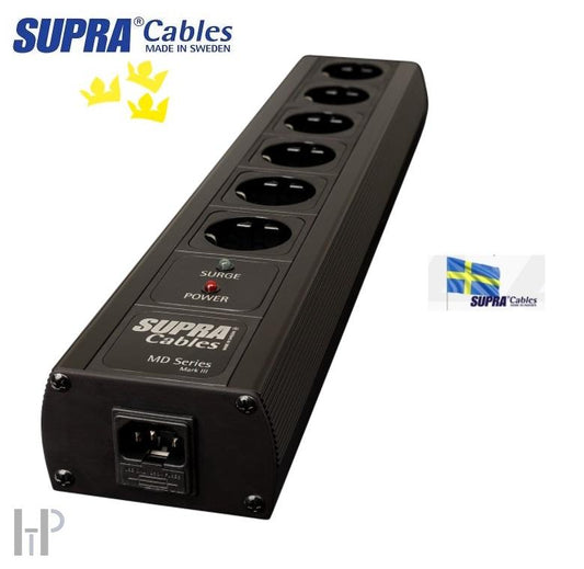 SUPRA MAINS BLOCK MD06-EU/SP SPC BLACK - Silver Edition Power Strip for 6 Devices