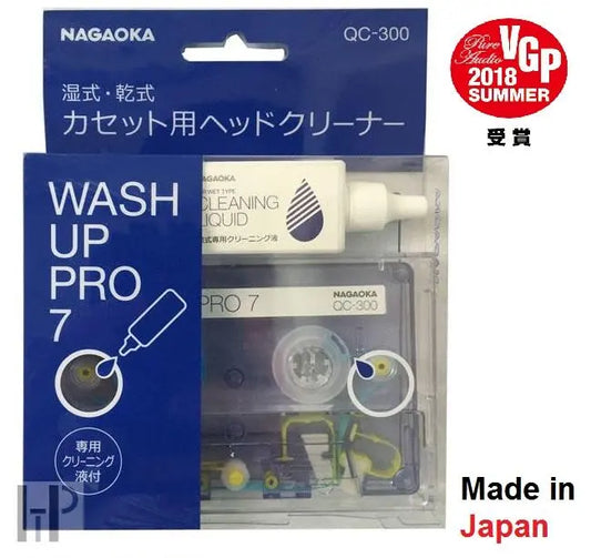 Nagaoka QC-300 Cassette Head Cleaner / Wet Dry Cleaning Tape WASH UP PRO7